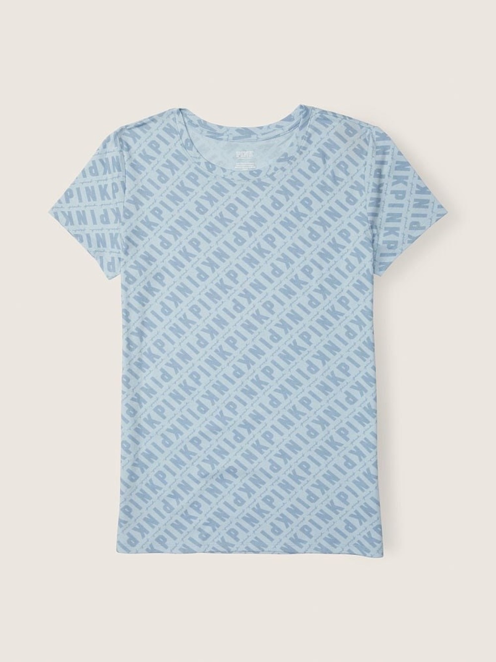 Pink Victoria's Secret light blue logo graphic t shirt size XL